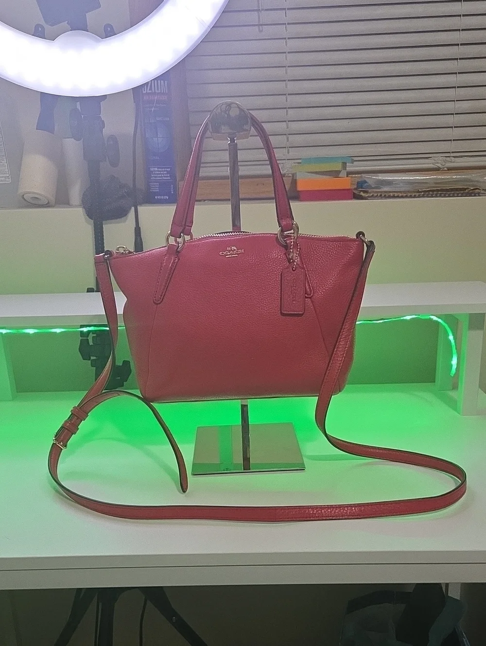 Coach Kelsey Fushia Pebbled Leather Crossbody Satchel
